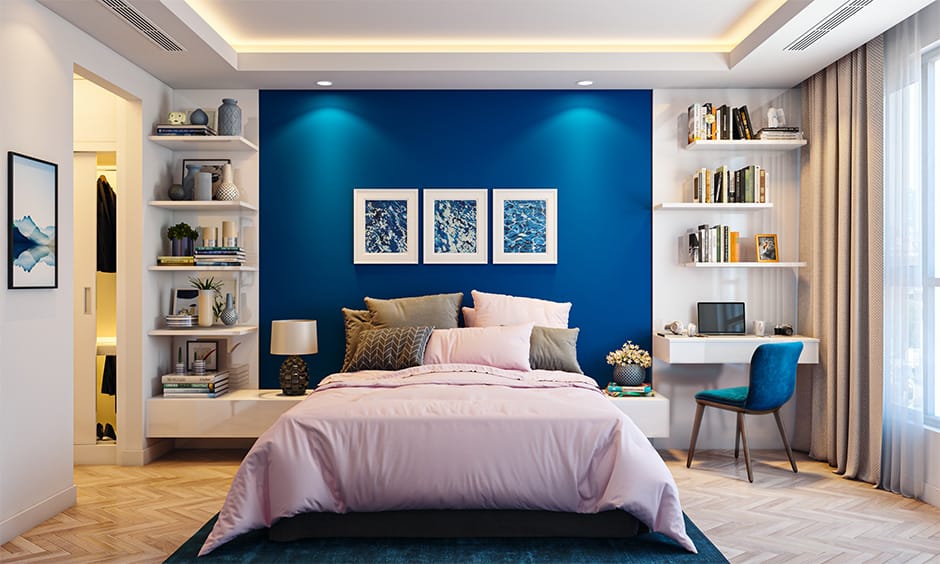 Home Decor Design - Latest update - Classic Blue And White Two Colour Combination For Bedroom Walls